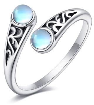 Zehenringe aus filigranem Mondstein Sterling Silber keltischer Mondstein Zehenring Strand Fuß Schmuck Geschenke für Frauen