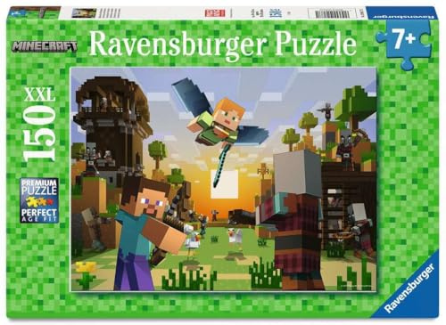 Ravensburger barnpussel - 12004177 - Minecraft-arkitektur och äventyr - Minecraft-pussel för barn från 7 år och uppåt, med 150 stycken i XXL-format, present till pojkar och flickor