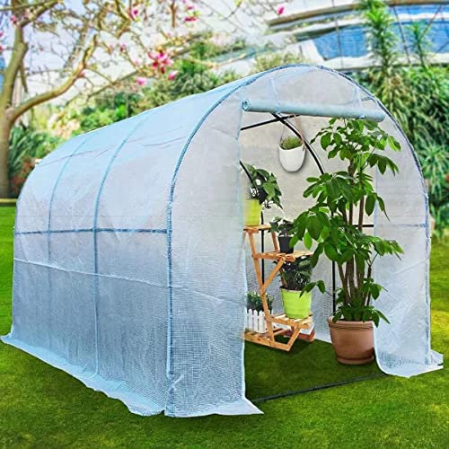 SAFWELAU Géotextile Gravier Tunnel de Serre de Jardin avec Cadre en Acier Robuste, Grandes serres polytunnel pour l'extérieur, Cultiver des tomates 2m/3m/4m/5m/6m de Long(600x200x200cm)