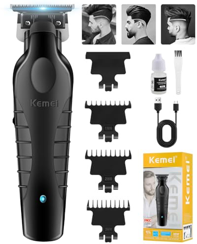 KEMEI 2299 Tondeuse à cheveux professionnelle pour homme, sans fil, avec lame en T, électrique rechargeable