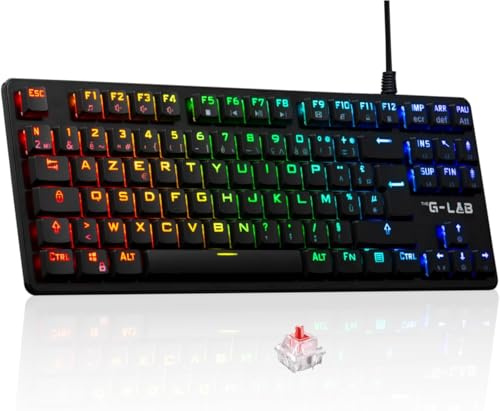 The G-Lab Keyz Platinium TKL - Clavier Mécanique Red Switch TKL AZERTY FR | Mécanique Red Switch Outemu Low Profile, Format TKL Ultra Fin, RGB & Touches 100% Personnalisables