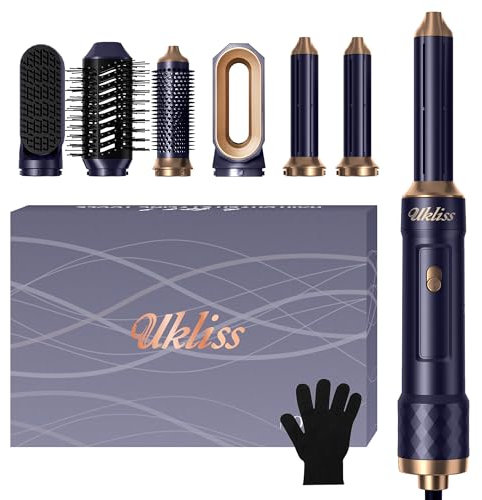 UKLISS 6 in 1 Luxus-Haarstyler, Hair Styler Air Lockenstab, mit Warmluftbürste Stylingbürsten Massage Airbrush Ionen Haartrockner Haar Styling Set für Frauen Styling, Glatten, Locken, Volumen