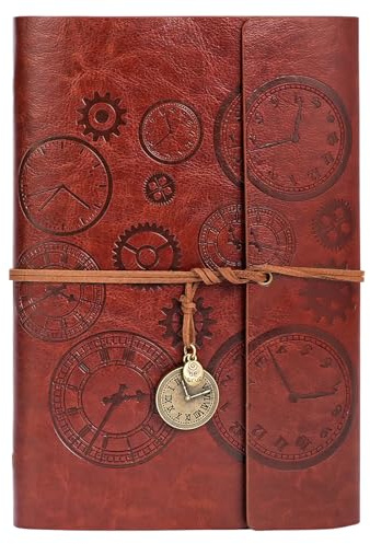 ANOMM PU Leder Nachfüllbares Notizbuch Tagebuch mit Linierten Seiten | Reisenotizbuch Spiralbindung, Geschenk für Frauen, Männer, Mädchen und Jungen, 160 Seiten (A5, 23,5 × 16,5 cm, Braun)