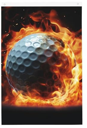 Pallina da golf sul fuoco, bandiera da giardino di benvenuto, 2 x 3 m, double face, nessuna dissolvenza, bandiere per casa, cortile, cortile, veranda, prato, decorazione esterna