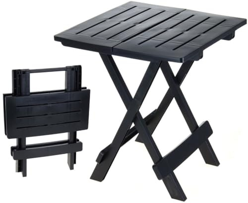 RILOOP Kunststoff Gartentisch klappbar - 45 x 43 cm Garten Beistelltisch klappbar - Campingtisch Teetisch Balkontisch Tisch klein - Kleiner Campingtisch (anthrazit)