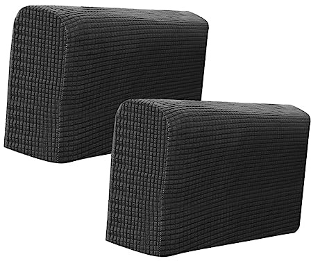 PRETYZOOM 2piezas Funda Protectora Elástica para Reposabrazos De Sofá Negro De Cómoda y Duradera Lavable para Oficina y Hogar Cubre Brazos para Sillón y Sofá