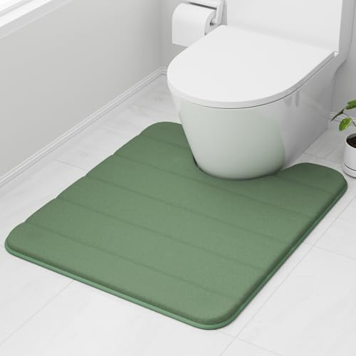 wyewye Memory Foam Toilettenmatte 50 x 60 cm Dunkelgrün – Ultraweiche, rutschfeste, super saugfähige Badezimmermatte