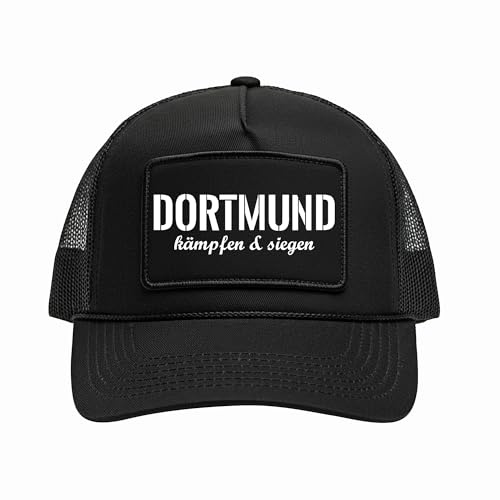 Dortmund Kämpfen & Siegen Cap | Basecap mit Frontschrift – Verstellbare Schirmmütze für Fußballfans Ultras & Ruhrpott Szene – Schwarz Streetwear Mütze | M3 Schwarz