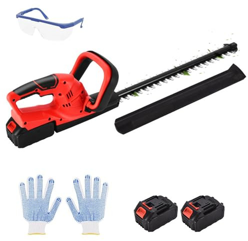 Cordless Hedge Trimmer - Electric Garden Trimmer - Battery Powered 4.0Ah with 2 Batteries & Charger, 20 Inch (510mm) Cutting Length - Lightweight - 0.6 Inch (15mm) Blade Width, for Garden Pruning