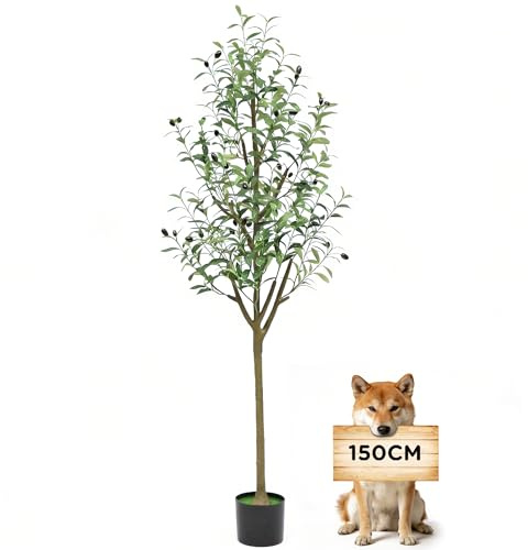 crafity Olivier artificiel 150 cm - Plantes artificielles comme de vraies plantes artificielles - Grand olivier décoratif pour l'intérieur et l'extérieur - Salon - Chambre à coucher - Bureau - Balcon
