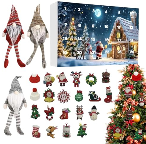 Adventskalender - Wichtel Motiv 24 Tage - Spielzeug Festliche Figur für Party Fest Hausaktivitäten Ferien Kinder Junge Mädchen