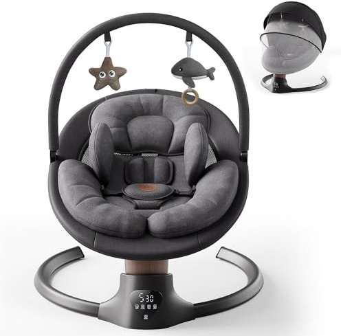Baby Swings for Infants, FasonBaby Electric Baby Swing with 10 Preset Melodies, 5 Speeds, Remote Control and Bluetooth - Portable Infant Swing for Indoor and Outdoor(Black)