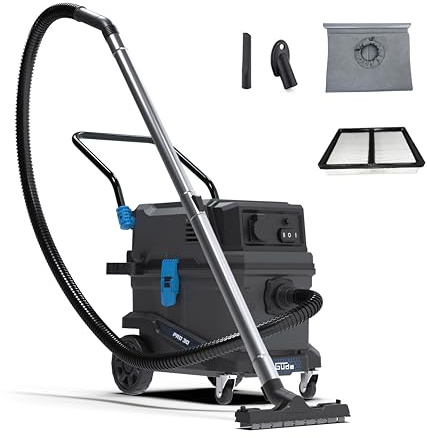 Güde Pro 30 Nass-Trockensauger - 230 Volt, 1800 Watt, 23 Kilopascal Unterdruck, 30 Liter, Staubklasse L, AGW über 1 Milligramm je Kubikmeter, mit Saugschlauch, Edelstahl-Teleskoprohr und Bürstenset