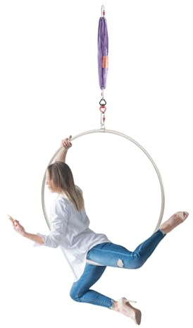 Aerial Hoop Generic, Aerial Hoop for Aerial Yoga, Air Fitness & Acrobatic Training for Home, Dance Studios & Gyms 360° Swivel Connector & Screw-Lock Carabiners for Fitness Enthusiasts