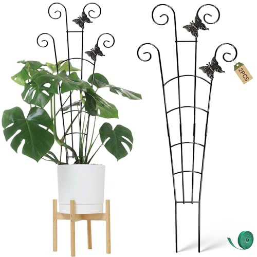 COOMIN 30'' Monstera Plant Support Outdoor, Metal Expandable Plant Supports for Indoor Plants, Garden Monstera Trellis for Climbing Plants Indoor, 2pcs