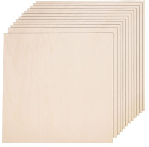 Paquete de 12 hojas de tilo de 12x12, madera sin terminar, madera contrachapada de 2mm para manualidades, pintura, corte, grabado, adornos DIY