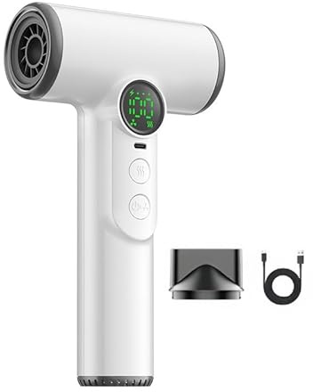 PUSOKEI Secador de Pelo Inalámbrico Recargable, Secador de Pelo con Batería Recargable de 15600 MAh, Alta Velocidad de 30000 RPM, Viento Caliente Frío Ajustable, bajo Ruido para Viajes