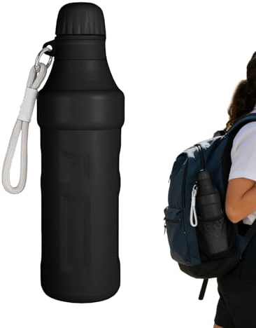 Bouteille d'eau isolée, avec sangle de transport, gobelet isotherme de 0,5 l, avec sangle de transport en acier inoxydable, bouteille d'eau chaude et froide, pour lait, boisson, boisson, sport, gym