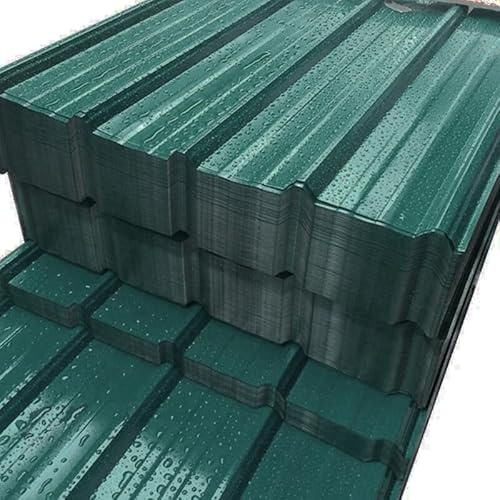 12x Corrugated Metal Roofing Sheets, 110 * 45cm, Weatherproof Galvanised Trapezoidal Steel Roof Panels, 5.94m² Galvanised Roof Panels for Outdoor Storage, Bin Store & Bike Shed | Anthracite (Green)
