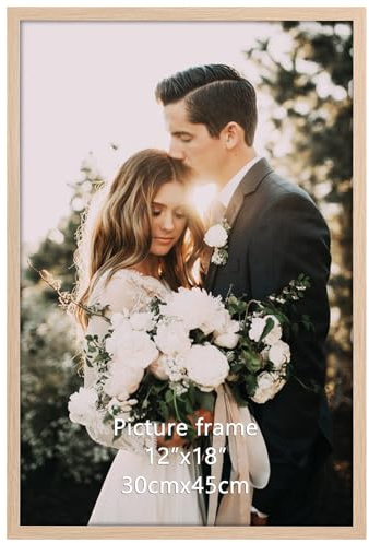 Giftgarden Bilderrahmen 30x45 cm, Einzel Rahmen für 45x30 cm Fotos und Bilder | Großer Posterrahmen – ausschließlich für horizontale oder vertikale Wandmontage, Holzfarbener Fotorahmen