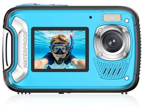 Caméra sous-marine étanche 5K 10 m avec autofocus et double écran, parfaite pour la plongée avec tuba, le vlogging, les selfies et les voyages, caméra d'action compacte facile à utiliser pour