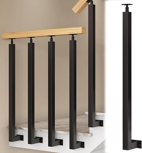 Side Mounted Stair RailingMetal Square il Kit with Pins & Screws for Terrace Steps Garden Outdoor Safe Railing System
