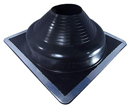 Dektite Premium EPDM Metall Dachrohr Blinkend quadratischer Boden #8 (Pipe OD 6-3/4 - 14) schwarz