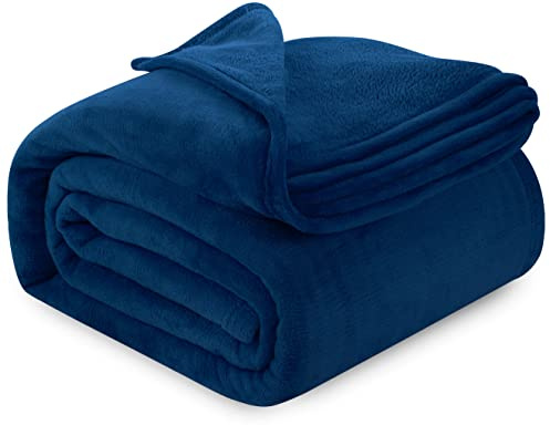Utopia Bedding Navy Fleece Blanket King Size Lightweight Fuzzy Soft Anti-Static Microfiber Bed Blanket (90x102 Inch)