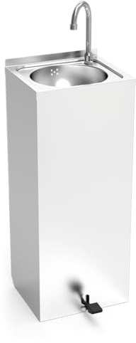 Lioninox Mobiles Handwaschbecken aus Edelstahl, hands free XS-E, Freistehend, 350 x 300 x 850 mm