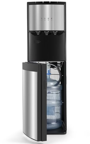 COSVALVE Bottom Loading Water Dispenser for 5 Gallon Bottles, 3 Temperature Settings Hot Cold & Room Water w/Child Safety Lock, Empty Bottle Indicator, Freestanding for Home Office Kitchen