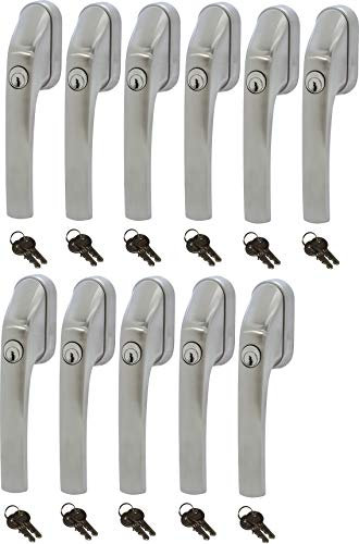 ABUS FG300 ER, abschließbarer Fenstergriff in Edelstahl-Optik, im Set 11 Stück alle gleichschließend AL0145 mit insgesamt 22 Schlüssel