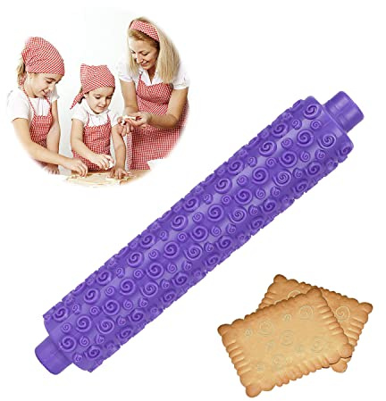 Mattarelli in Rilievo, Mattarello Natale in Silicone, Mattarello Antiaderente, Rullo per Decorazione Torte per Fondente, Croste, Biscotti, Pasticceria, Glassa, Argilla (Viola)