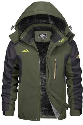 KEFITEVD Winterjacke Herren Wasserdicht Skijacke Gefüttert Outdoorjacke | Wasserdichtes und winddichtes material, viele taschen, warme fütterung, geeignet für skifahren, snowboarden und wandern