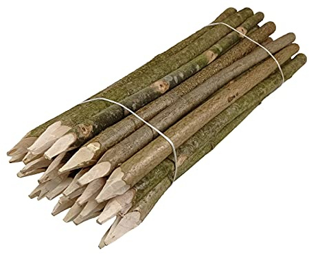Poteau de clôture 25 pièces Naturel - poteau affûté Cheville ronde, Bois de noyer, Clôture de jardin - H 50 cm