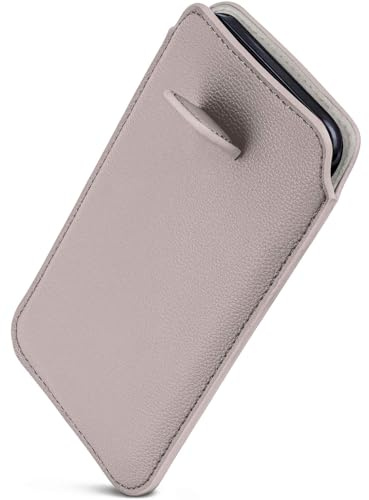 ONEFLOW Liberty Case für iPhone 13 Handy Einsteckhülle mit Rückzugfunktion, PU Leder Handytasche, Schutzhülle mit Lasche, Sleeve Etui Hülle zum Einstecken, Hellgrau