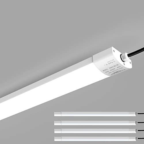 4er LED Feuchtraumleuchte 42W 150cm Deckenleuchte für Garage Lager Feuchtraum Garten, TONFFI LED Wannenleuchte Werkstattlampe Röhre Innen- und Außenbeleuchtung, Wasserdicht IP65 Tageslicht 4000K-4500K