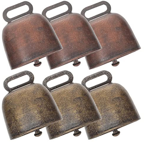 STOBOK 6stücke Kupfer Tierglocken Metall Glöckchen Haustierhalsband Glockenanhänger Verlust Vieh Schaf Pferderufglocken Laute Kuhglocke Viehglocken Vieh Hängeglocke