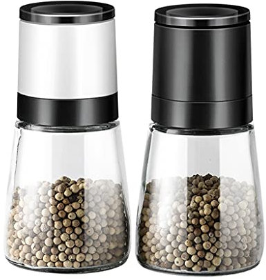 DRMEE Molinillo de Pimienta y Sal Set de Molinillo de pimientos, salinos y pimenteros for Cocinero Profesional, amoladoras de Especias cerámicas con fácil Grasa Ajustable Pimienta Especias