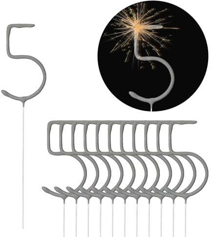 Lot de 12 bougies magiques en forme de chiffre 5 cm - Durée de combustion : 40 à 45 secondes - Décoration de fête (1 lot de 12 bougies magiques cinq)