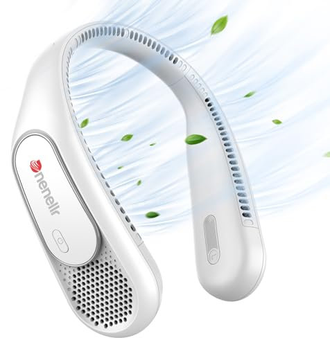 Dnenellr Bladeless Neck Fan, 3 Speeds 360° Cooling USB Rechargeable, Wearable Hands-Free Personal Fan for Travel, Sports, Outdoors, Summer Gifts for Women Men Kids