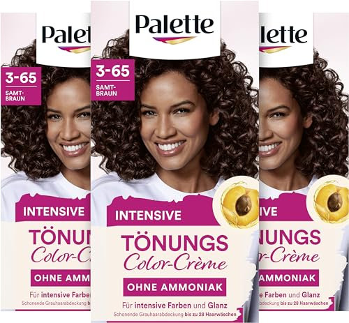 Palette Tönungscreme 3-65 Samtbraun (3 x 115ml), temporäre Coloration ohne Ammoniak für eine schonende Grauhaarabdeckung, Haarfarbe für schrittweises Auswaschen, hält bis zu 28 Haarwäschen