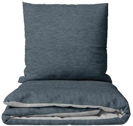 Leonado Vicenti Bettwäsche Baumwolle 155x220 cm Set 2-teilig Anthrazit Hellgrau Uni Wendebettwäsche mit YKK Reißverschluss