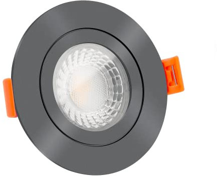 luxvenum LED Einbaustrahler IP44 GU10 230V 7W - 5x dimmbare LED Deckenleuchte 59mm, 60° Abstrahlwinkel, 93 CRI, Deckenspots für Badezimmer, Küche, Außenbereiche, Farbe Anthrazit, 4000K