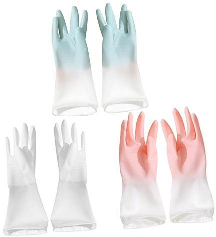 FELTECHELECTR Rubber Dishwashing Gloves for Household Use for Laundry and Kitchen Tasks Hand Protective Mitts for Food Preparation and Cleaning
