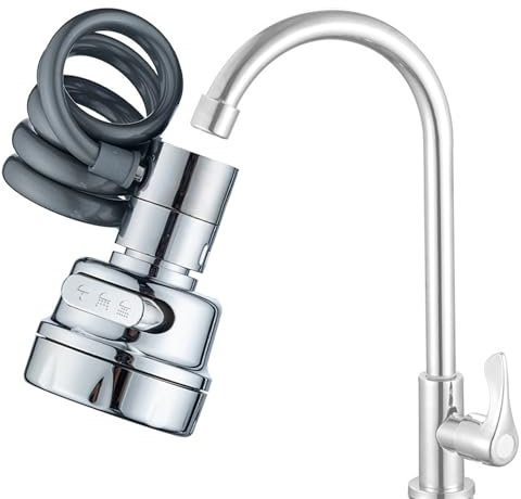OHYER wasserhahn verlängerung wasserhahn aufsatz schwenkbar wasserhahn sieb Wassersparer für Wasserhahn Brause strahlregler wasserhahn adapter 360° schwenkbar Booster dehnbar (Drei-Gang-Einstellung)