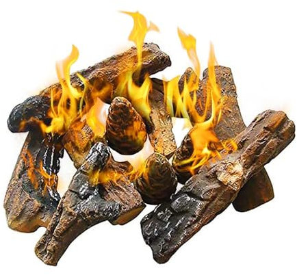 Gas Fireplace Woods Ceramic Log, 10Pcs Small Artificial Log Fireplace Decoration Set For Ethanol Electric Firepit Fireplace,Fireplace Decor Wood Indoor Outdoor