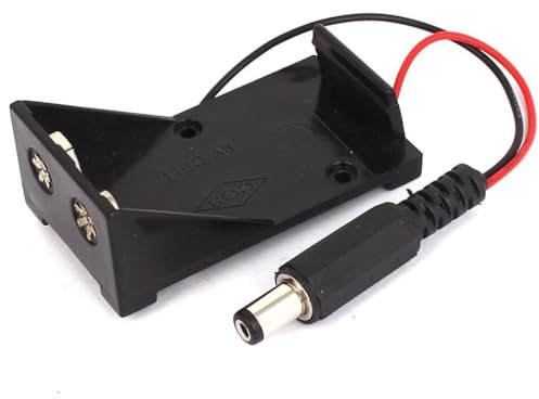Portapilas Pila 9V, Portapila para Robótica, Portapila para arduino, Soporte de Batería 6LR61, Incluye Cable de 200mm, Voltaje Total: 9V, Conector DC 5.5 x 2.1 mm