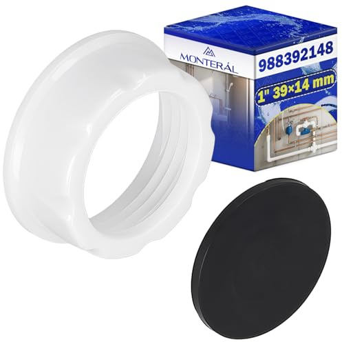 Bouchon Canalisation PVC Fileté Femelle 1 39x14 mm avec Couvercle pour L'étanchéité des Extrémités de Tuyaux Machine à Laver avec Le Code Original 988392148 - Garantie de 10 Ans - MONTERAL