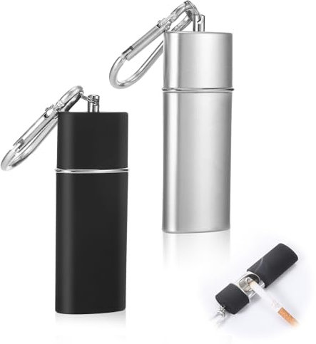 2 Stück Taschenaschenbecher, Aschenbecher für Unterwegs, Taschenaschenbecher Geruchsdicht, Reiseaschenbecher, Schwarz matt, Geeignet für Geschäftsreisen und Reisen