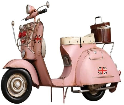 Miniatur Motorfahrzeug Modelle Für Vespa Schafe Roller Modell Fenster Requisiten Ornamente Wohndekoration Kollektion Serie Druckguss-Nachbildung(Pink)